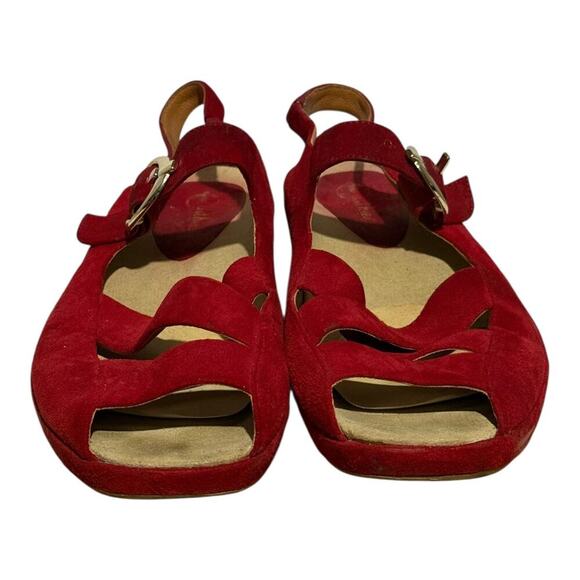 Earthies Women's Red Suede Sandals Size 11B Comfort Arch Support Shoes - Picture 2 of 8